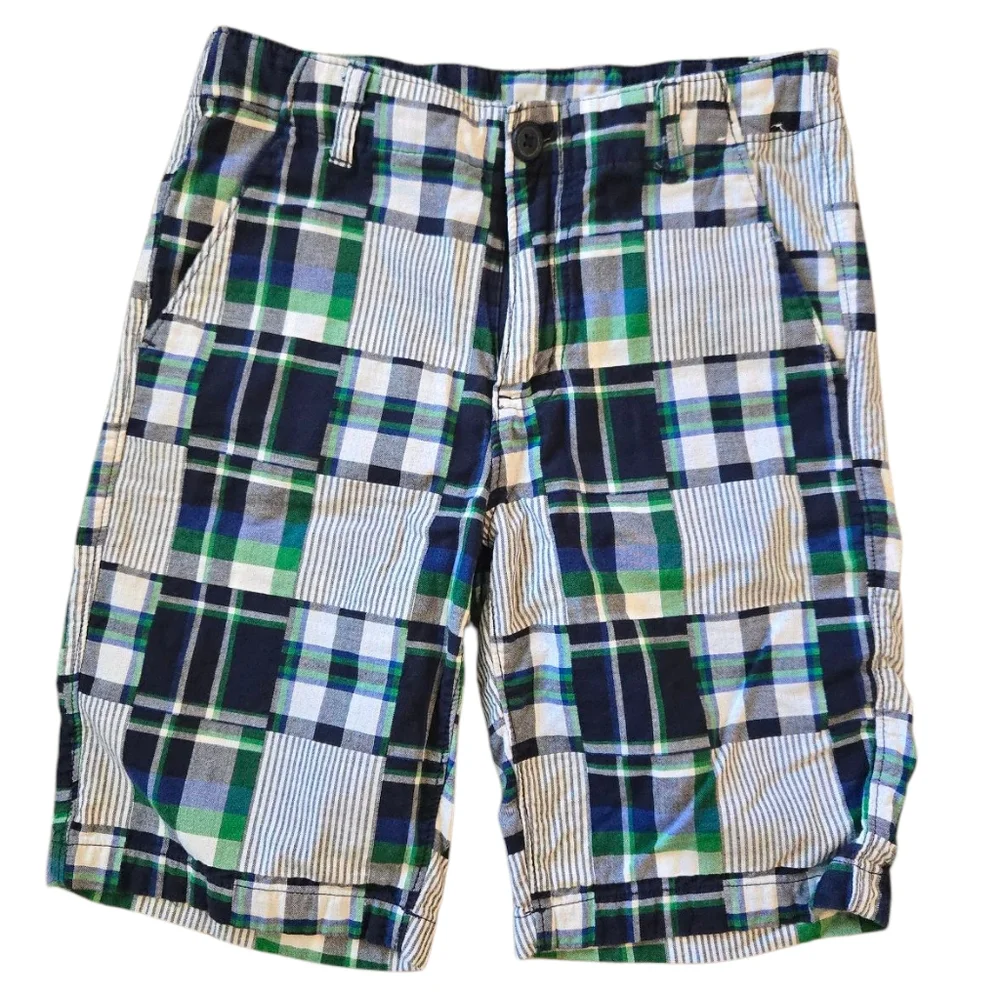 Gymboree Plaid Patchwork Shorts Blue Green White